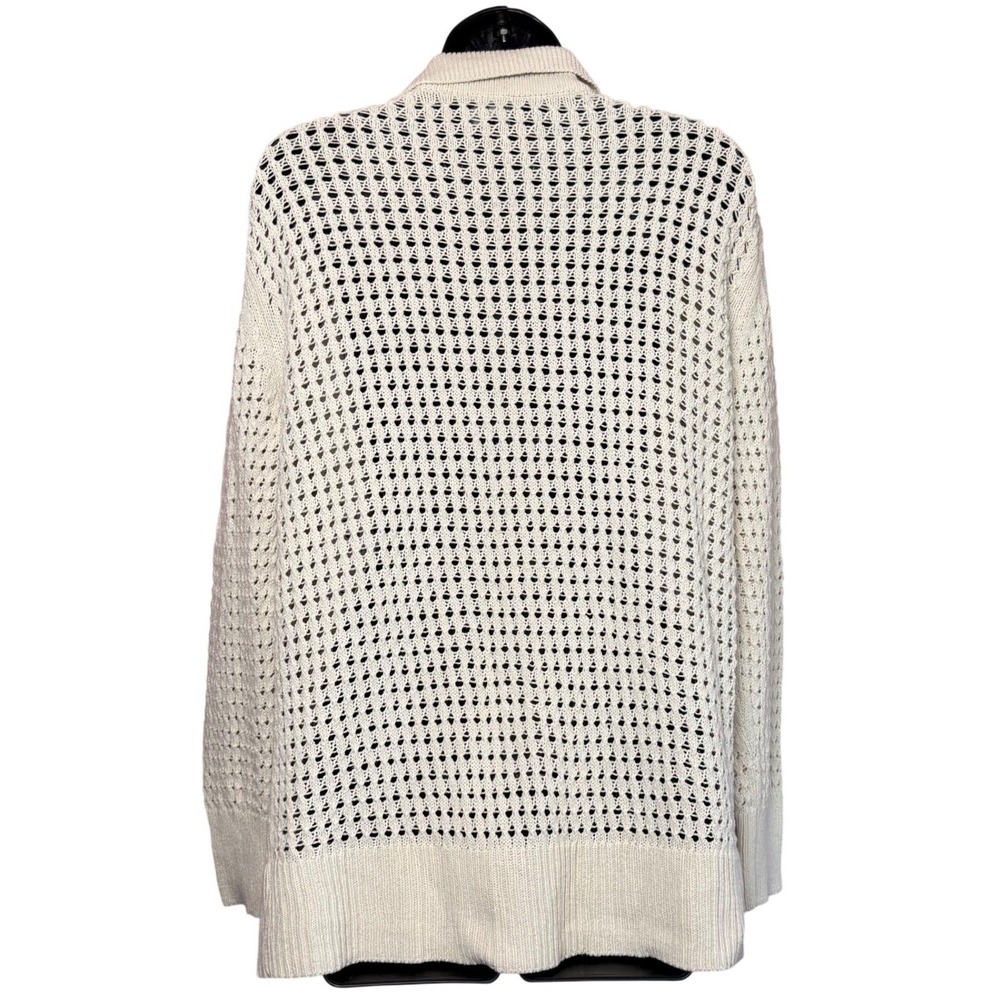 Simply Vera Vera Wang Pointelle Cardigan Womens Large Cream Coastal Grandmother - Picture 5 of 10